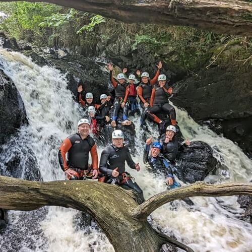 Gorge Scrambling Adventures Galloway - Group in Middle of Gorge